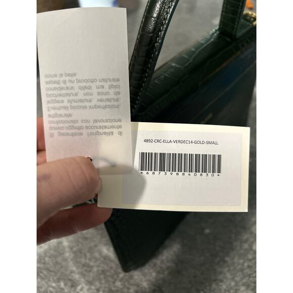 Teddy Blake Ella Croc Embossed Handbag – Verde Green with Gold Hardware, 14"-NWT - Picture 3 of 6